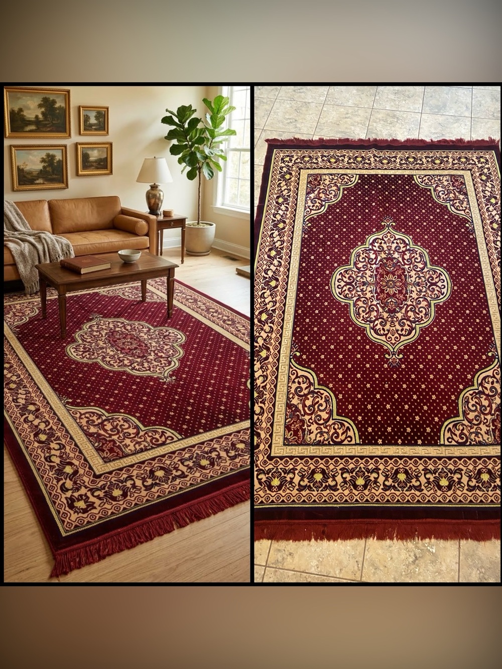 Traditional Turkish Regal Medallion Oriental Style Crimson Area Rug 58” x 88”